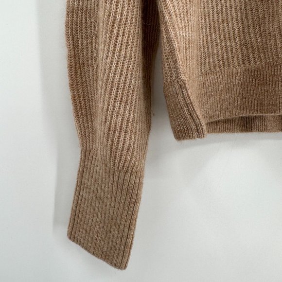 Quince Women's Heather Oatmeal Baby Alpaca-Merino Wool Cropped Cardigan sz XS - Picture 4 of 7
